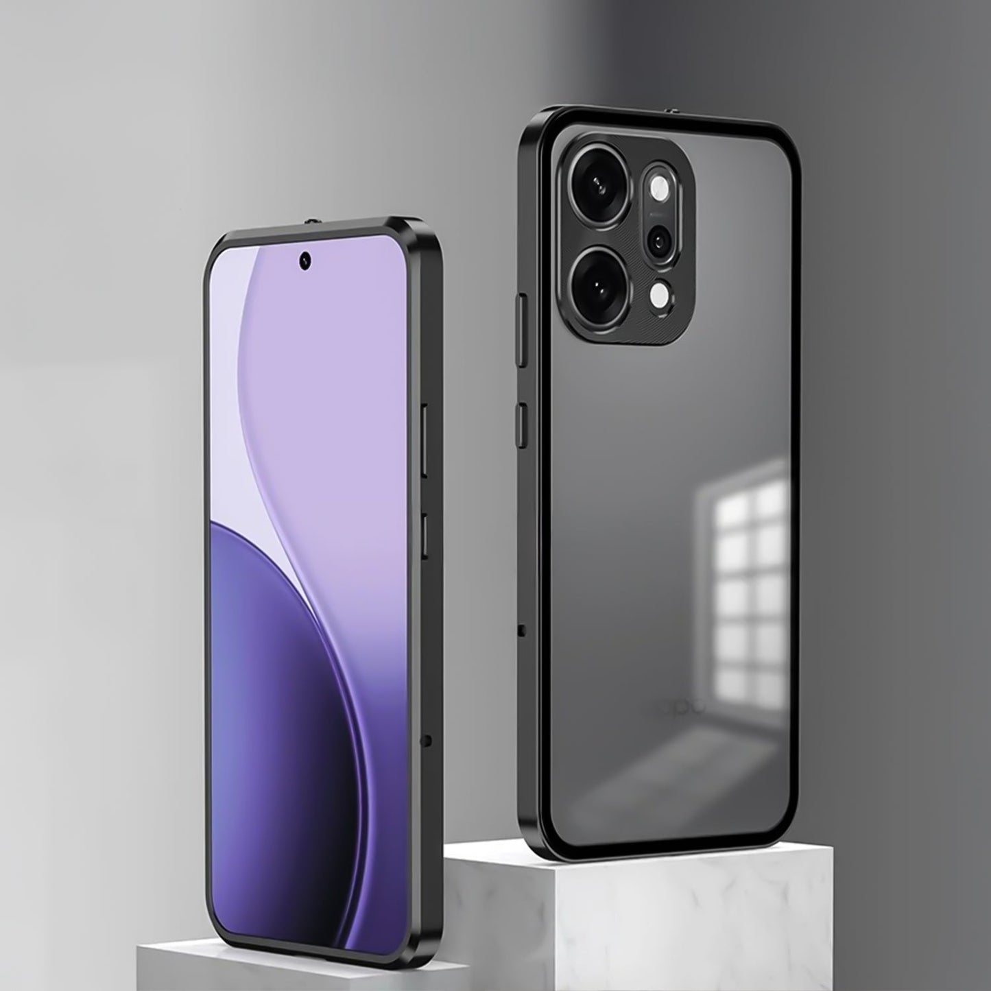 Oppo Reno 14 Pro 5G Aluminium Metal Bumper Shield Transparent Back Case