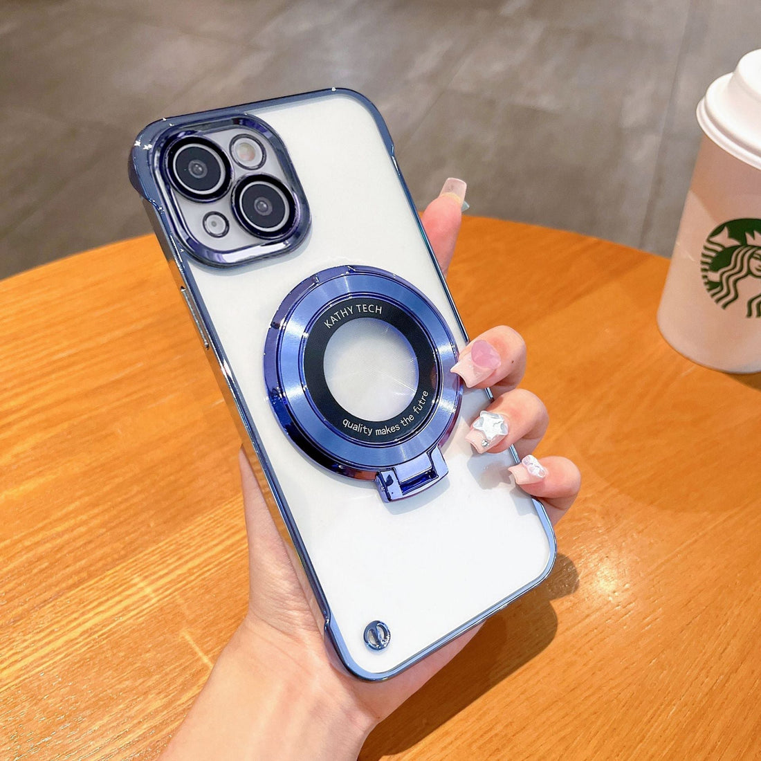 iPhone 15 Plus Frameless Magnifier Ring Stand iPhone Case