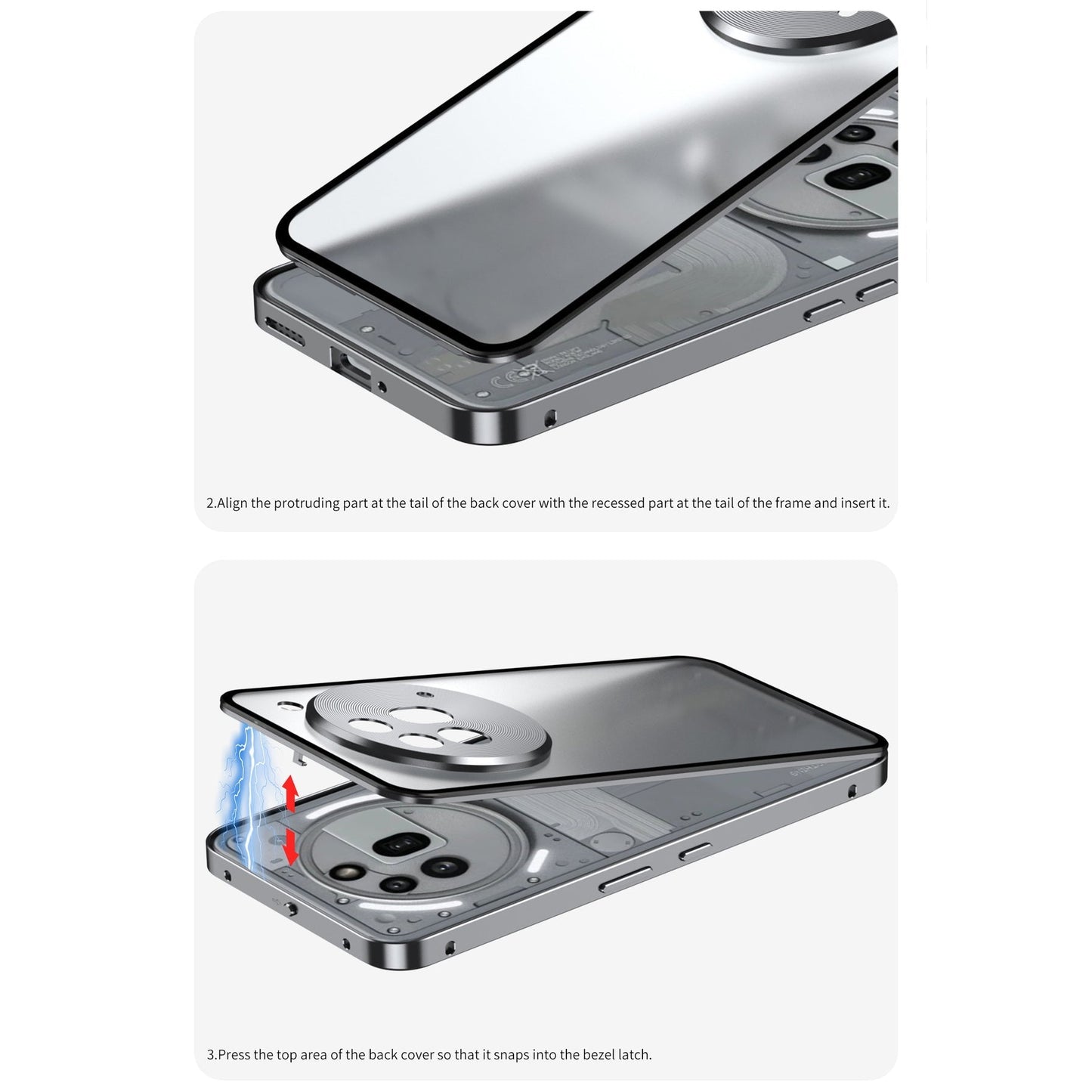 Nothing Phone 3a Pro 5G Aluminium Metal Bumper Shield Transparent Back Case