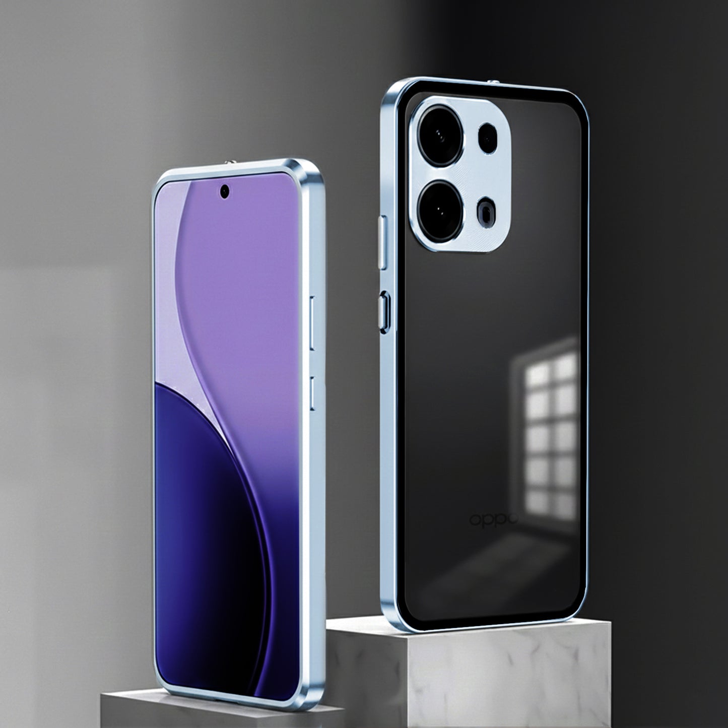 Oppo Reno 13 Pro 5G Aluminium Metal Bumper Shield Transparent Back Case