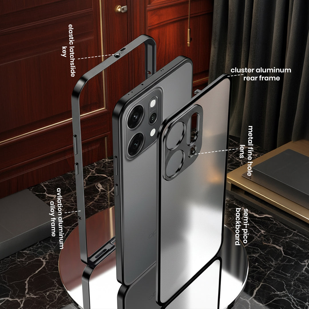 Oppo Reno 14 5G Aluminium Metal Bumper Shield Transparent Back Case