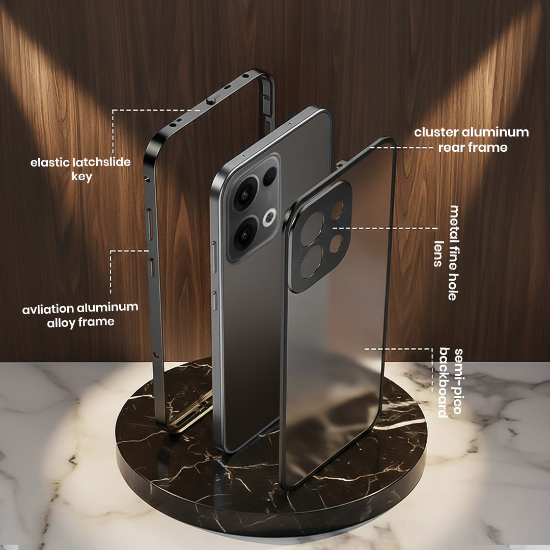 Oppo Reno 13 5G Aluminium Metal Bumper Shield Transparent Back Case